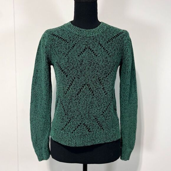 Banana Republic Open Knit Crew Neck Sweater Size XS Women’s Green - Picture 2 of 12
